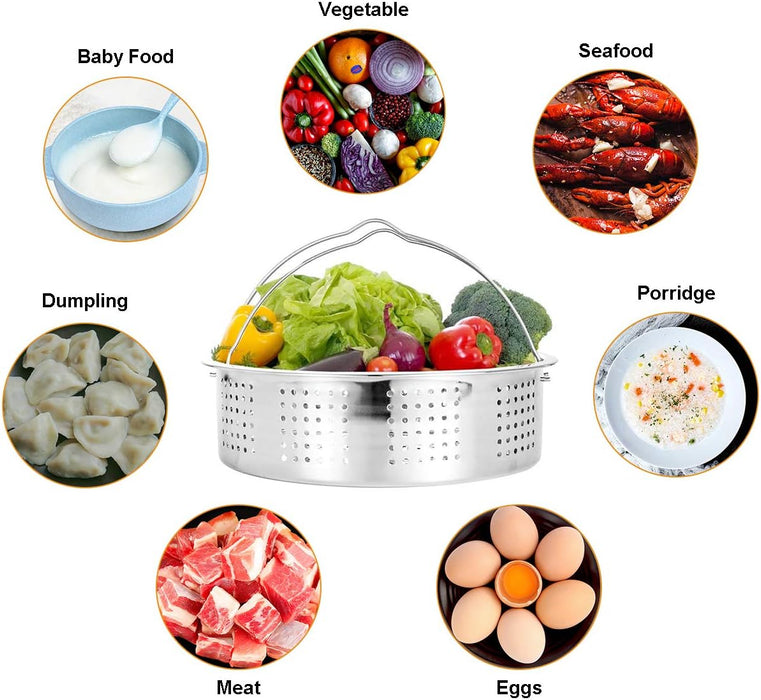 Accessories for Instant Pot 6 8 Qt, Steamer Basket, Springform Pan, Egg Steamer Rack, Egg Bites Mold, Dish Plate Clip, Kitchen Tong, Silicone Pad, Oven Mitts, Magnetic Cheat Sheets, Green