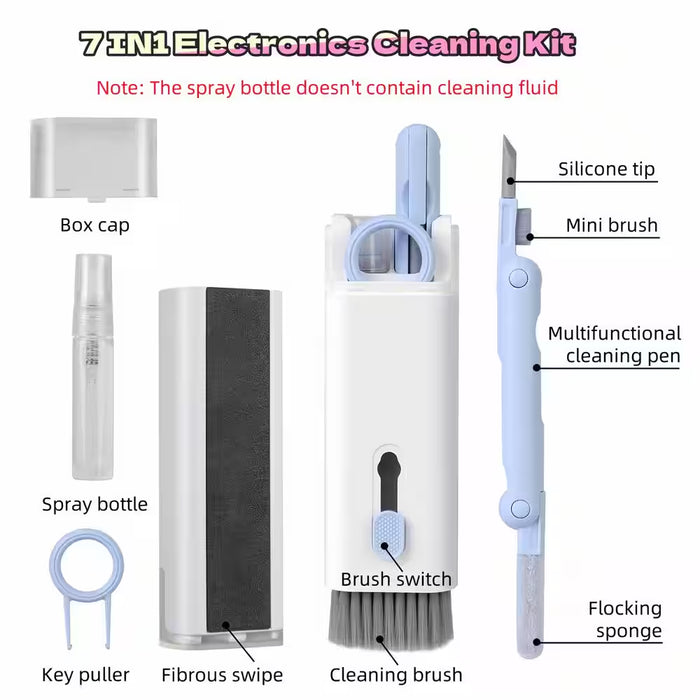 7-In-1 Laptop Keyboard Dust Cleaner Brush Set in Blue with Key Puller Multifunctional Cleaning Tool for PC Tablet