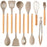 Non-Stick Silicon 12 Pcs Heat Resistant Wooden Handle Kitchen Cooking Utensils Set, Khaki Color