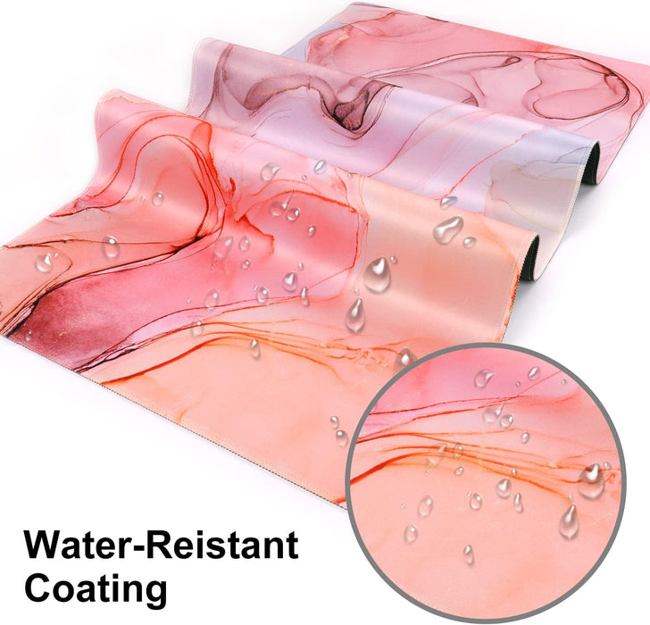 Large Gaming Mouse Pad, Non-Slip Rubber Base Water-Resistant Mousepad Desk Mat for Computer Keyboard, 35.4" X 15.75" Extended Desk Pad with Stitched Edges for Office Gaming, Pink Fog Painting