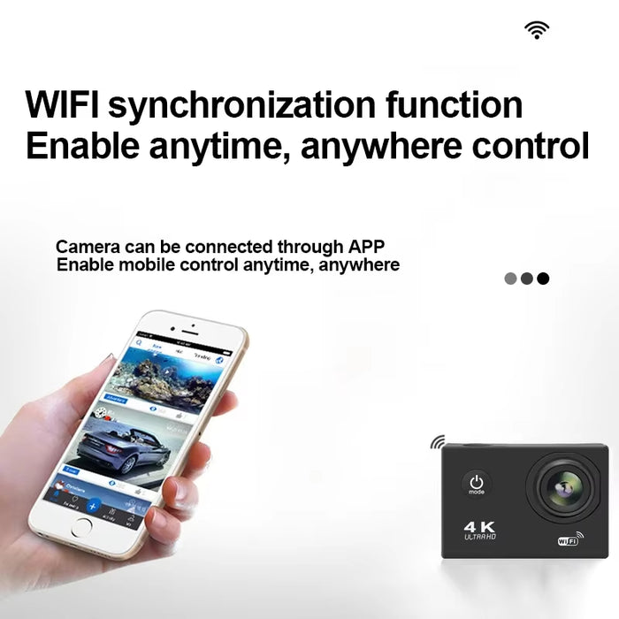 Ultra HD 4K Action Camera 720P/30FPS Wifi Underwater Cameras Waterproof Helmet Bicycle Video Recording Cameras Outdoor Sport Cam