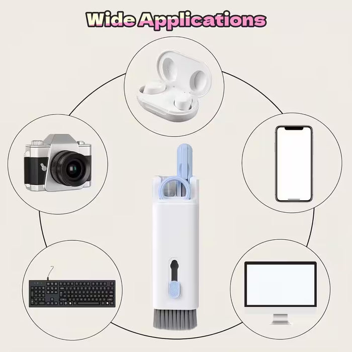 7-In-1 Laptop Keyboard Dust Cleaner Brush Set in Blue with Key Puller Multifunctional Cleaning Tool for PC Tablet