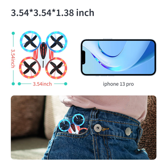 DC11 Mini Drone for Kids and Beginners, RC Nano Quadcopter with LED Lights, Demo Mode, Altitude Hold, , 3 Batteries, Orange