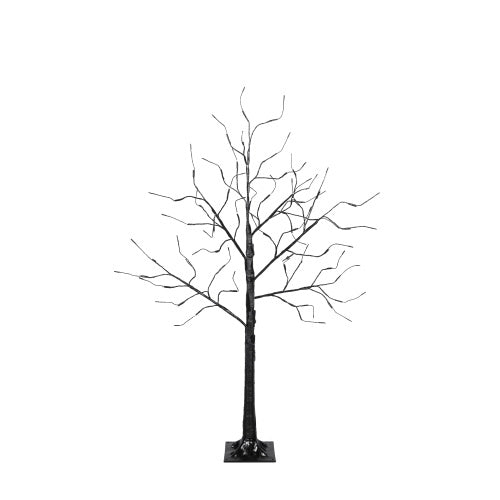 3 Pac Halloween Spooky Tree With Purple Lights, 4FT 5FT And 6FT, Lighted Black Tree For Halloween Decoration
