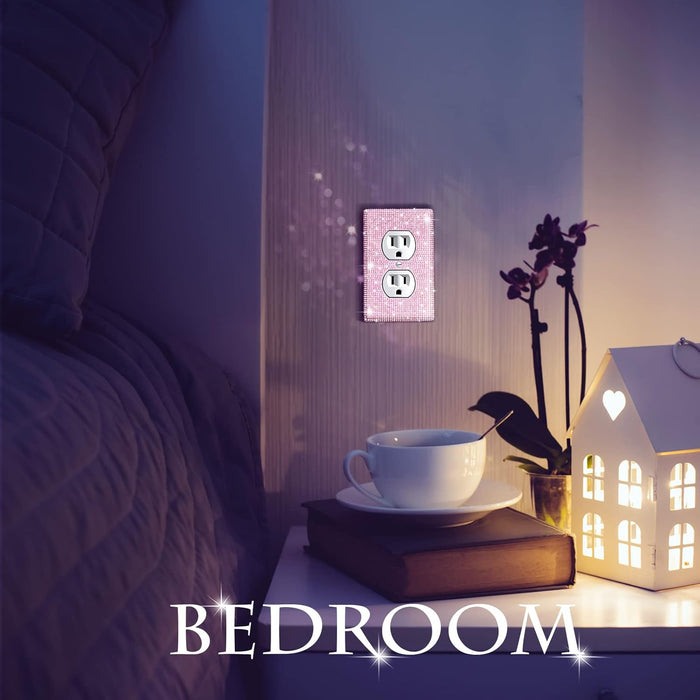 Shiny Rhinestones Wall Plate Light Switch Cover Plate Decorative Wall Bling Outlet Cover for Bedroom Accessories Home Decor(Single Gang Toggle,Pink)