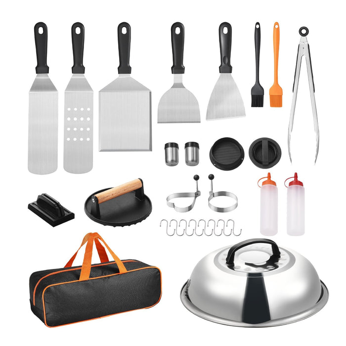 28PCS Griddle Accessories Kit Flat Top Grill Spatula BBQ Tools Stainless Steel