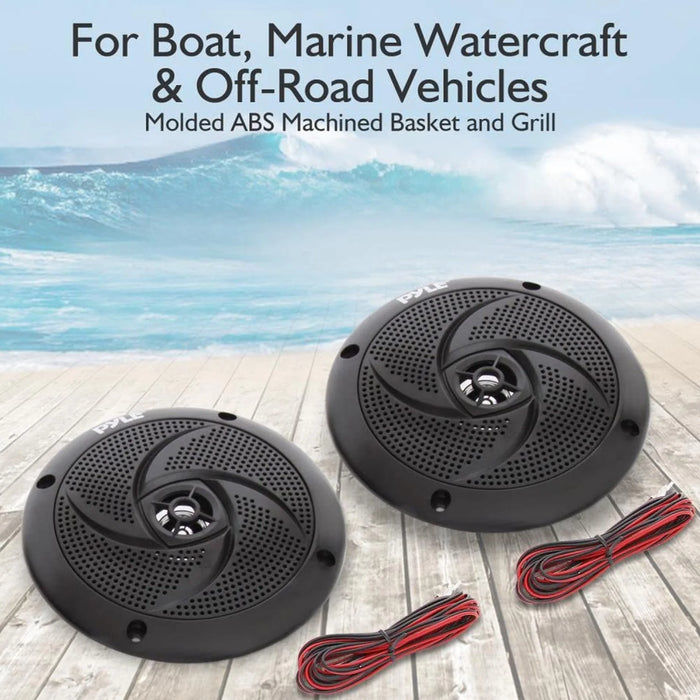 PLMRS5B 5.25-In Waterproof Low Profile Marine Speakers, Black (4 Speakers)