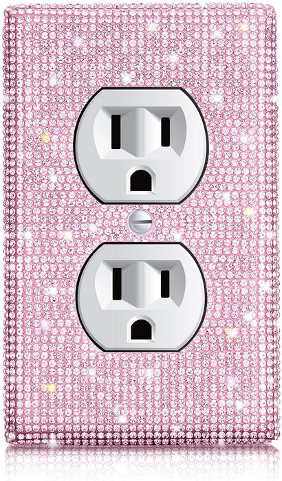 Shiny Rhinestones Wall Plate Light Switch Cover Plate Decorative Wall Bling Outlet Cover for Bedroom Accessories Home Decor(Single Gang Toggle,Pink)