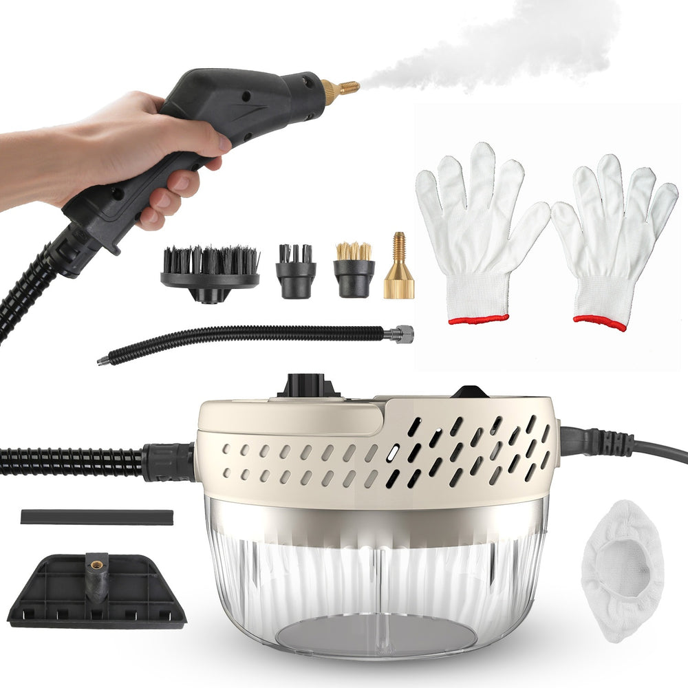 1Pc 2500W Handheld High Temperature And Pressure Steamer Cleaner With 1400ML Tank 9 Accessories 6 Steam Levels For Dirt Grease Grout Tile Floor Couch Car