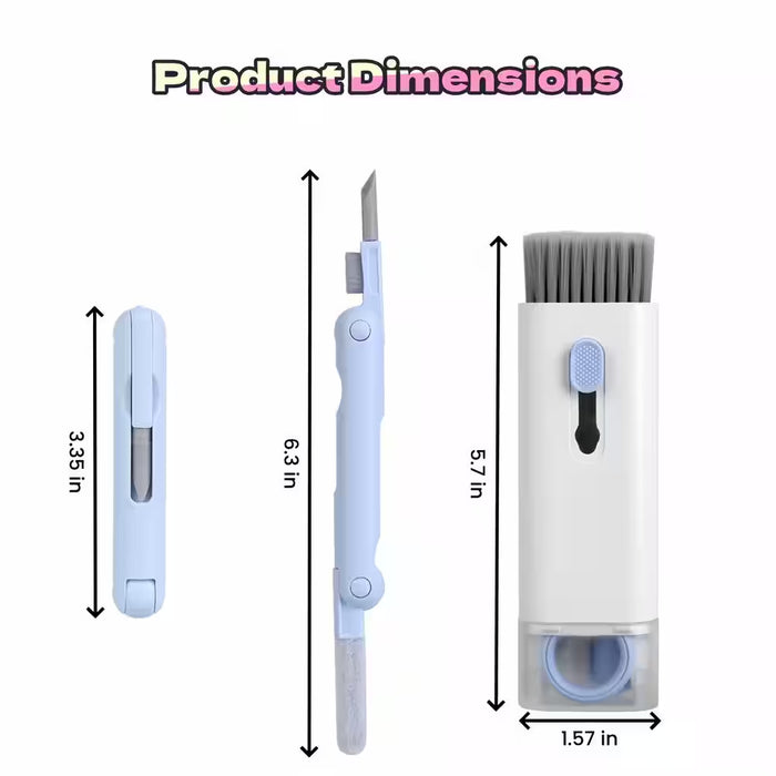 7-In-1 Laptop Keyboard Dust Cleaner Brush Set in Blue with Key Puller Multifunctional Cleaning Tool for PC Tablet