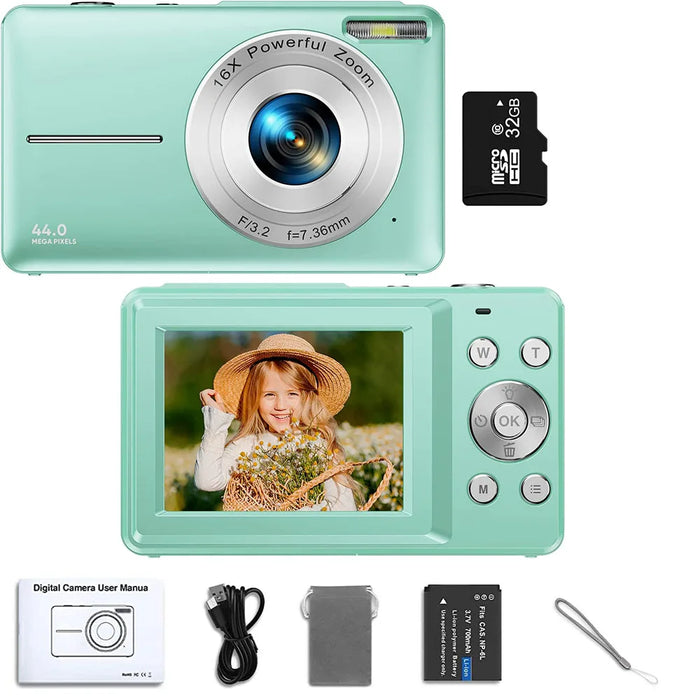 HD 2.4 Inches 1080P Digital Camera Rechargeable Cameras with 16X Zoom Compact Camera 44MP Cameras for Kids Girls Camera Digit