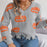 Halloween Contrast Color Pumpkin Cut Long Sleeve Sweater