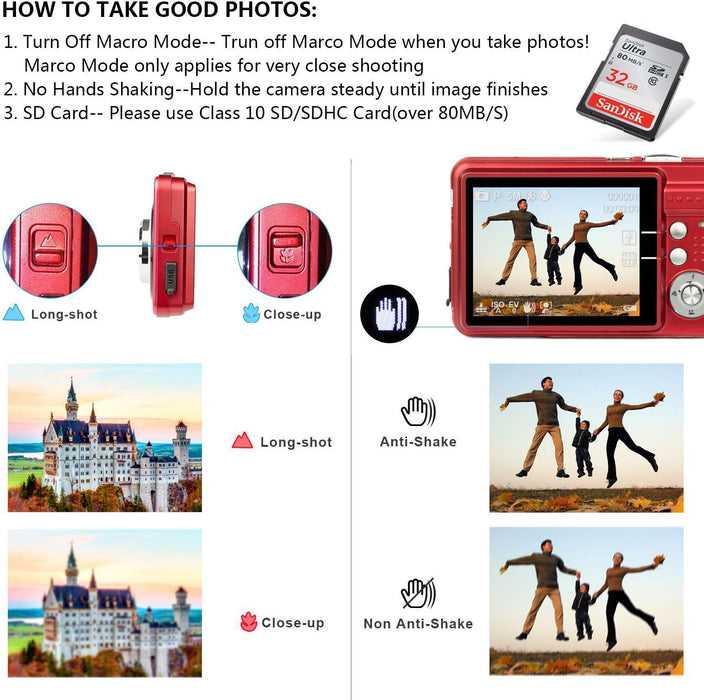 HD Mini Digital Cameras,Point and Shoot Digital Cameras for Kids Students Beginners-Birthday Xmas Gifts