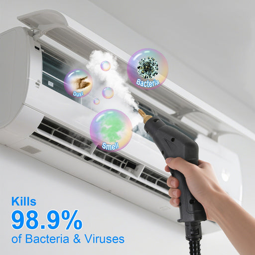 1Pc 2500W Handheld High Temperature And Pressure Steamer Cleaner With 1400ML Tank 9 Accessories 6 Steam Levels For Dirt Grease Grout Tile Floor Couch Car