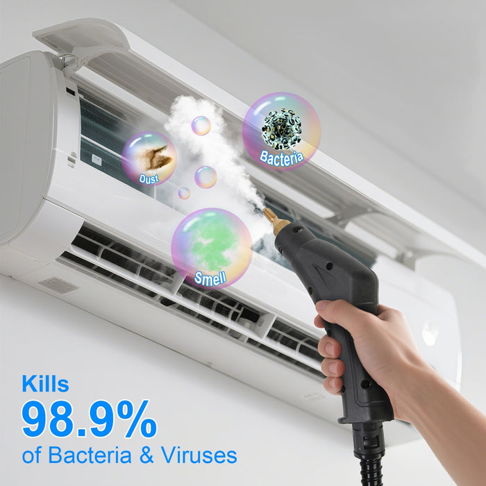 1Pc 2500W Handheld High Temperature And Pressure Steamer Cleaner With 1400ML Tank 9 Accessories 6 Steam Levels For Dirt Grease Grout Tile Floor Couch Car