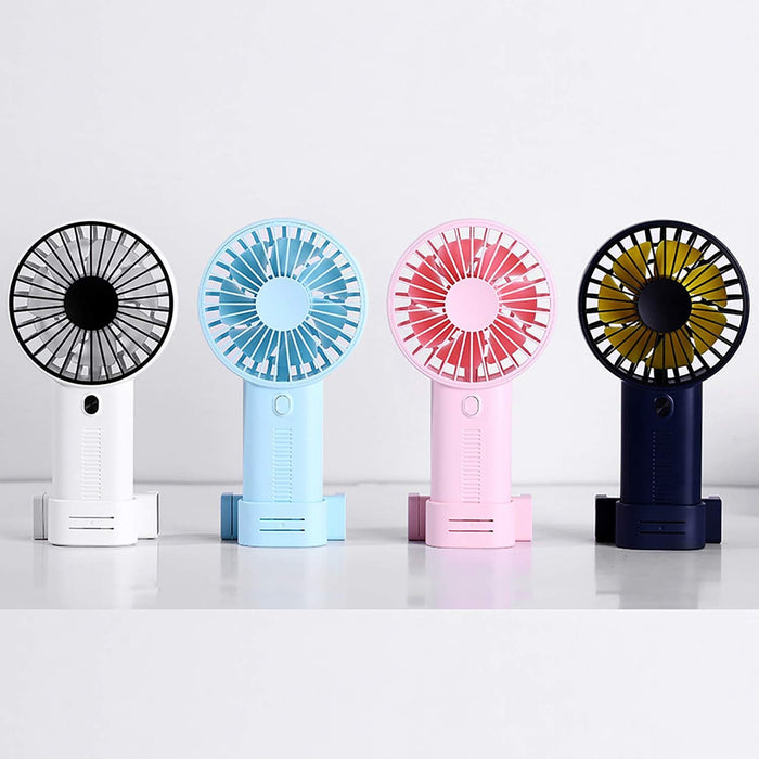 Handheld Fan,With Cell Phone Holder,Ajustable Angle Wind Small,Mini USB Fan Portable Personal Desk Desktop Fan 3 Speed Rechargeable Battery up to 7 Hours for Outdoor,Camping,Hiking,Office(Blue)