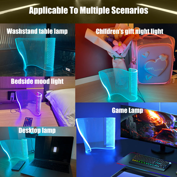 Modern Curved RGB Table Lamp For Bedrooms & Desks - Futuristic Mood Lighting For Game Rooms