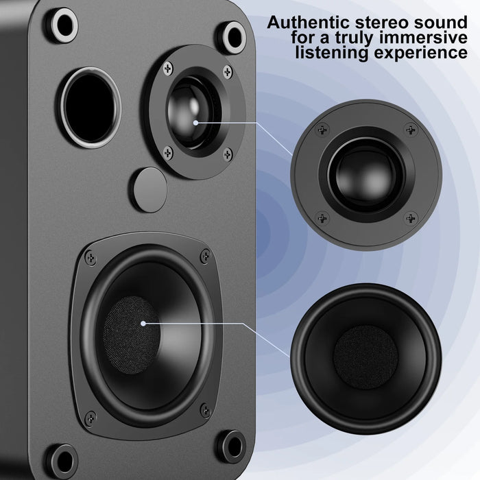 Bookshelf Speakers 50W*2, Computer Speakers 2-Way Bipolar, Bluetooth Speakers Usb/Aux(3.5Mm)/Optical Connection for Computer/Home Theater, Plug-In, SD02