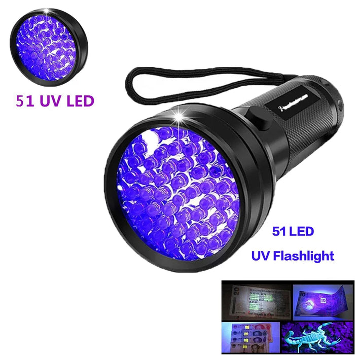 100 LED UV Flashlight Black Light 395 NM Ultraviolet Torch Blacklight Detector for Dog Urine, Pet Stains and Bed Bug