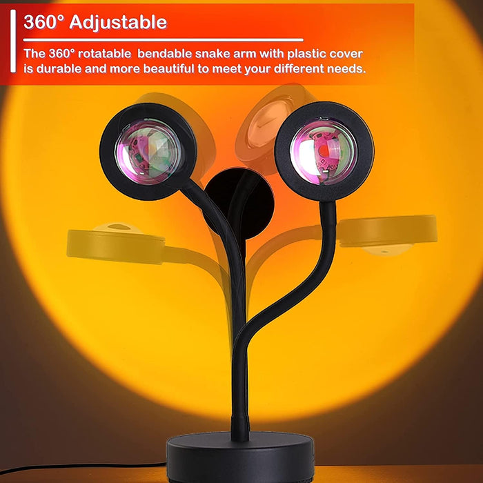 Sunset Lamp,Sunset Projector Lamp, Sunset Projection Light 10W, Sunset Light for Woman,360Degree Sunset Projection Lamp,Sunset Red