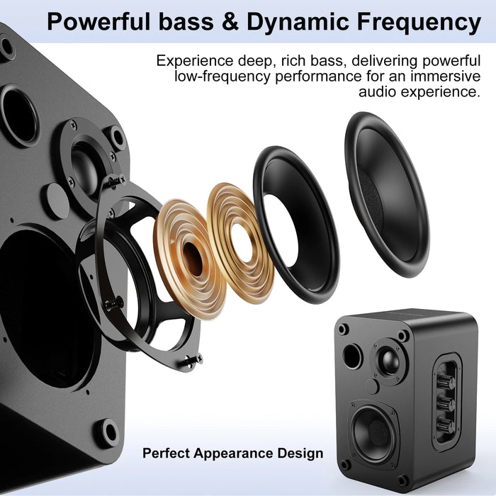 Bookshelf Speakers 50W*2, Computer Speakers 2-Way Bipolar, Bluetooth Speakers Usb/Aux(3.5Mm)/Optical Connection for Computer/Home Theater, Plug-In, SD02