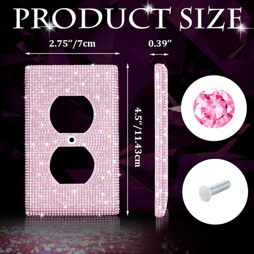 Shiny Rhinestones Wall Plate Light Switch Cover Plate Decorative Wall Bling Outlet Cover for Bedroom Accessories Home Decor(Single Gang Toggle,Pink)