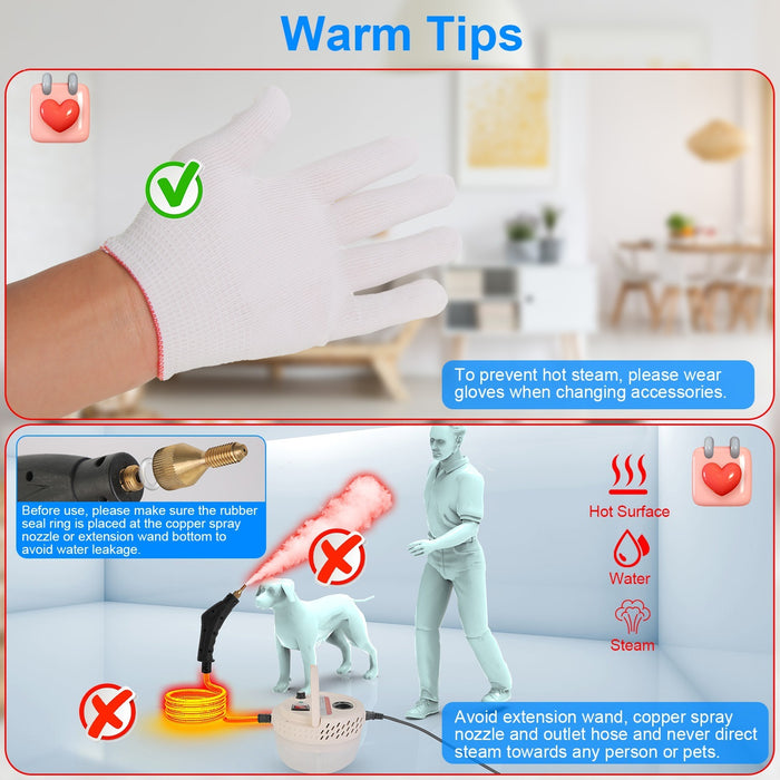 1Pc 2500W Handheld High Temperature And Pressure Steamer Cleaner With 1400ML Tank 9 Accessories 6 Steam Levels For Dirt Grease Grout Tile Floor Couch Car