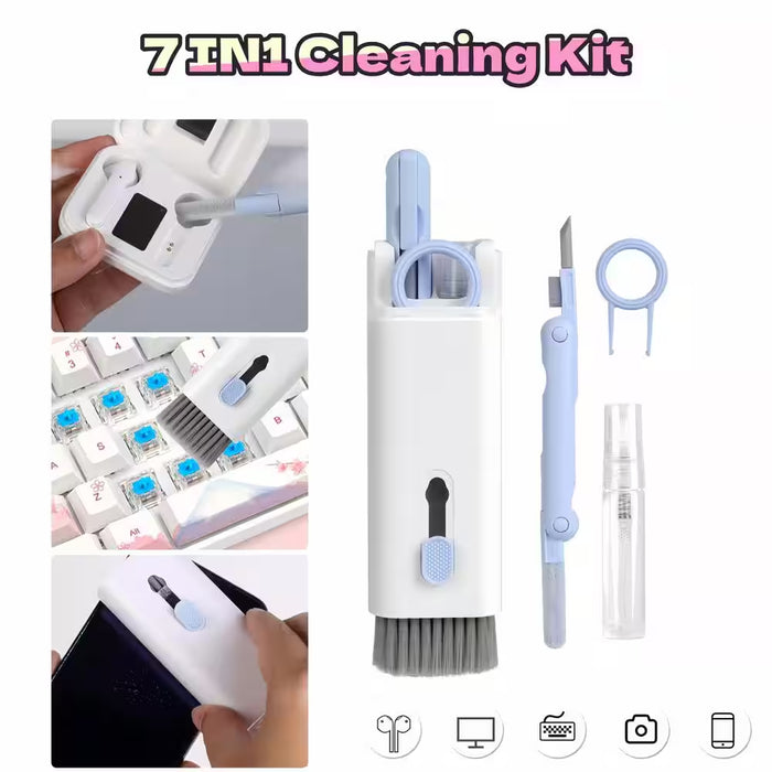 7-In-1 Laptop Keyboard Dust Cleaner Brush Set in Blue with Key Puller Multifunctional Cleaning Tool for PC Tablet