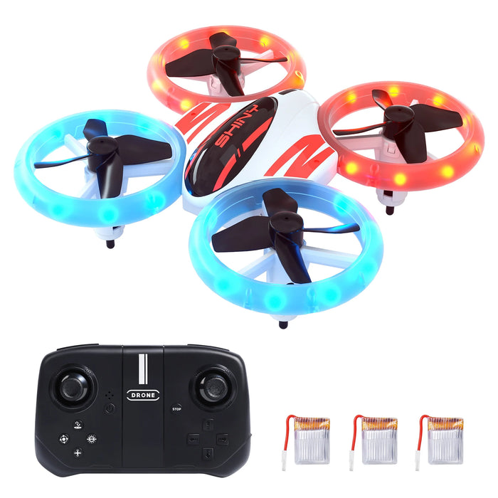DC11 Mini Drone for Kids and Beginners, RC Nano Quadcopter with LED Lights, Demo Mode, Altitude Hold, , 3 Batteries, Orange