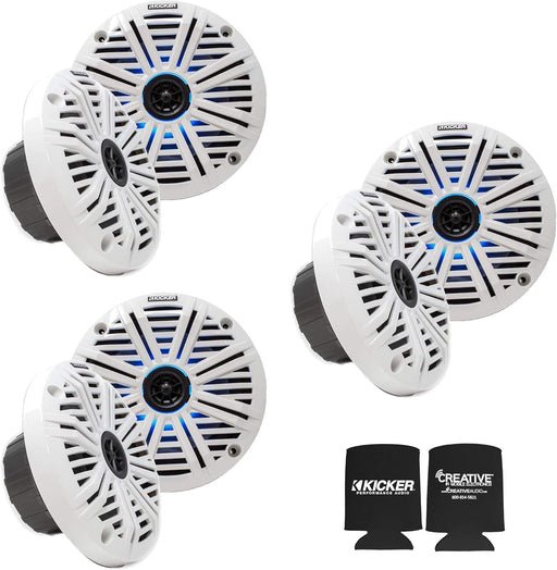 6.5" LED Marine Speakers (3 Pair) White Salt Water Grills OEM Replacement Speakers