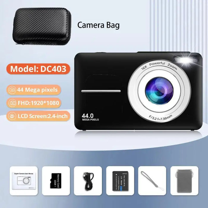 HD 2.4 Inches 1080P Digital Camera Rechargeable Cameras with 16X Zoom Compact Camera 44MP Cameras for Kids Girls Camera Digit