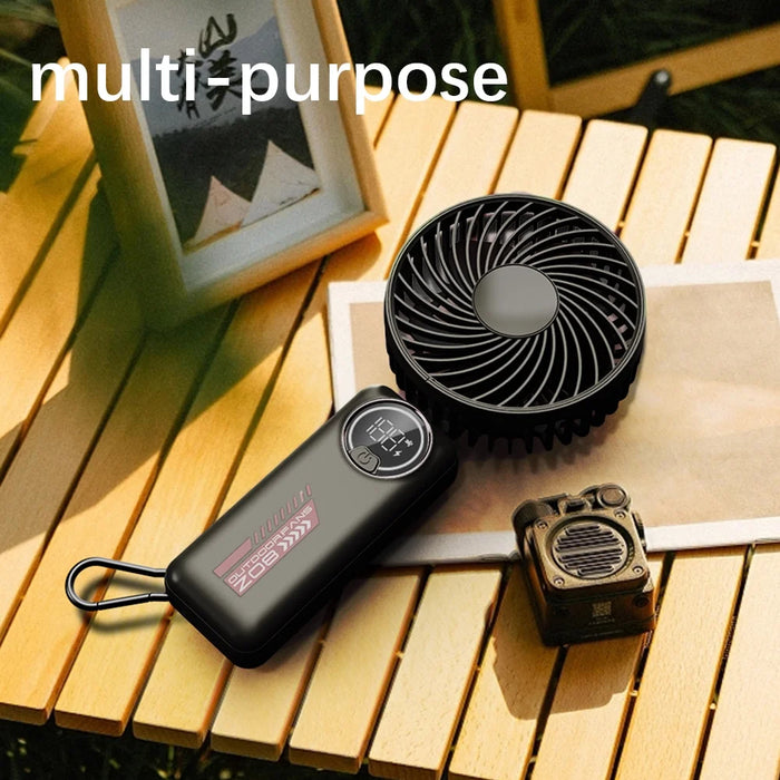 Portable Handheld Fan, Portable Fan Built-In 4000Mah Rechargeable Battery, Foldable Fan with 6 Speed Wind, Display Electricity in Real Time