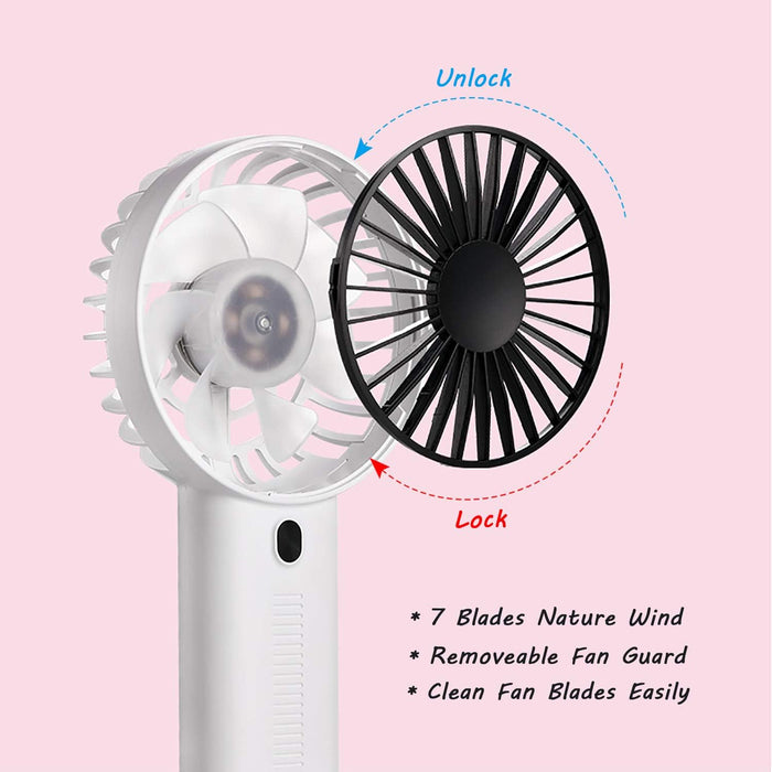 Handheld Fan,With Cell Phone Holder,Ajustable Angle Wind Small,Mini USB Fan Portable Personal Desk Desktop Fan 3 Speed Rechargeable Battery up to 7 Hours for Outdoor,Camping,Hiking,Office(Blue)