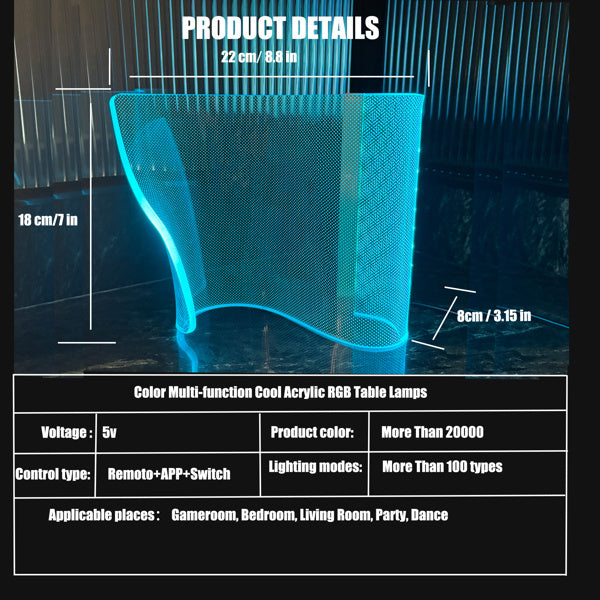 Modern Curved RGB Table Lamp For Bedrooms & Desks - Futuristic Mood Lighting For Game Rooms