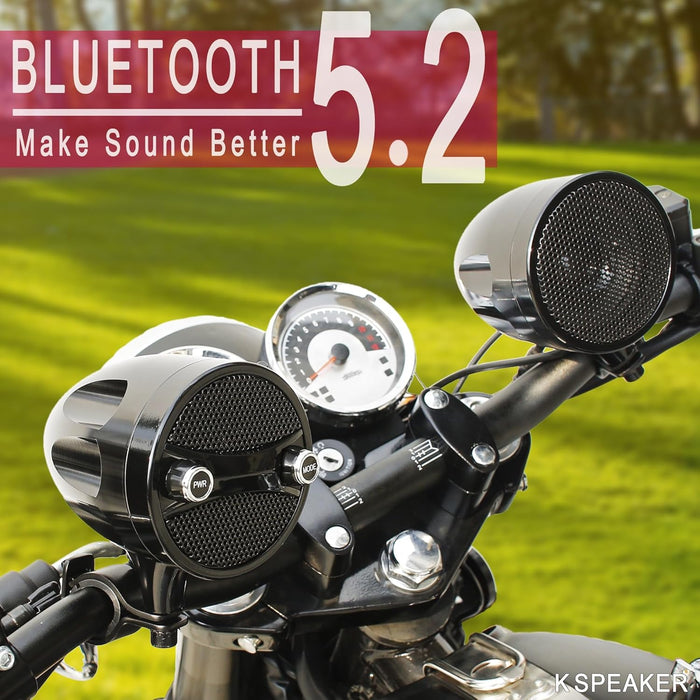 Bluetooth Motorcycle Speakers - Waterproof, 200W RZR Speakers for ATV, UTV, Golf Cart & Jet Ski
