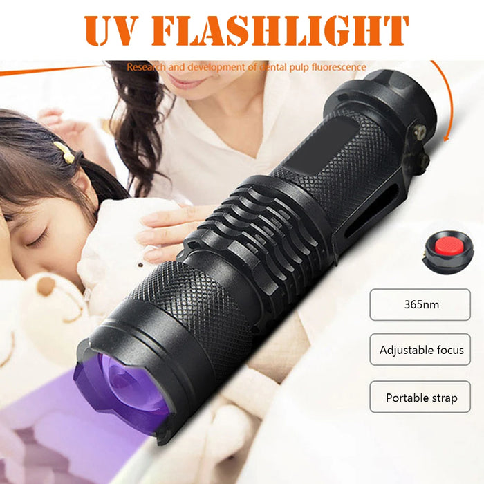 365/395Nm Mini LED UV Flashlight Ultraviolet Light Money Verification Lamp Pet Urine Stain Detector Tools Ultraviolet Torch