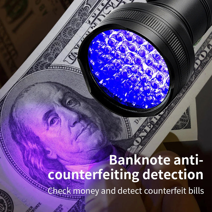 51/100 LED UV Flashlight Pet Urine Stain Detector Portable Torch Lamp Money Verification Purple Light Multifunctional Tool