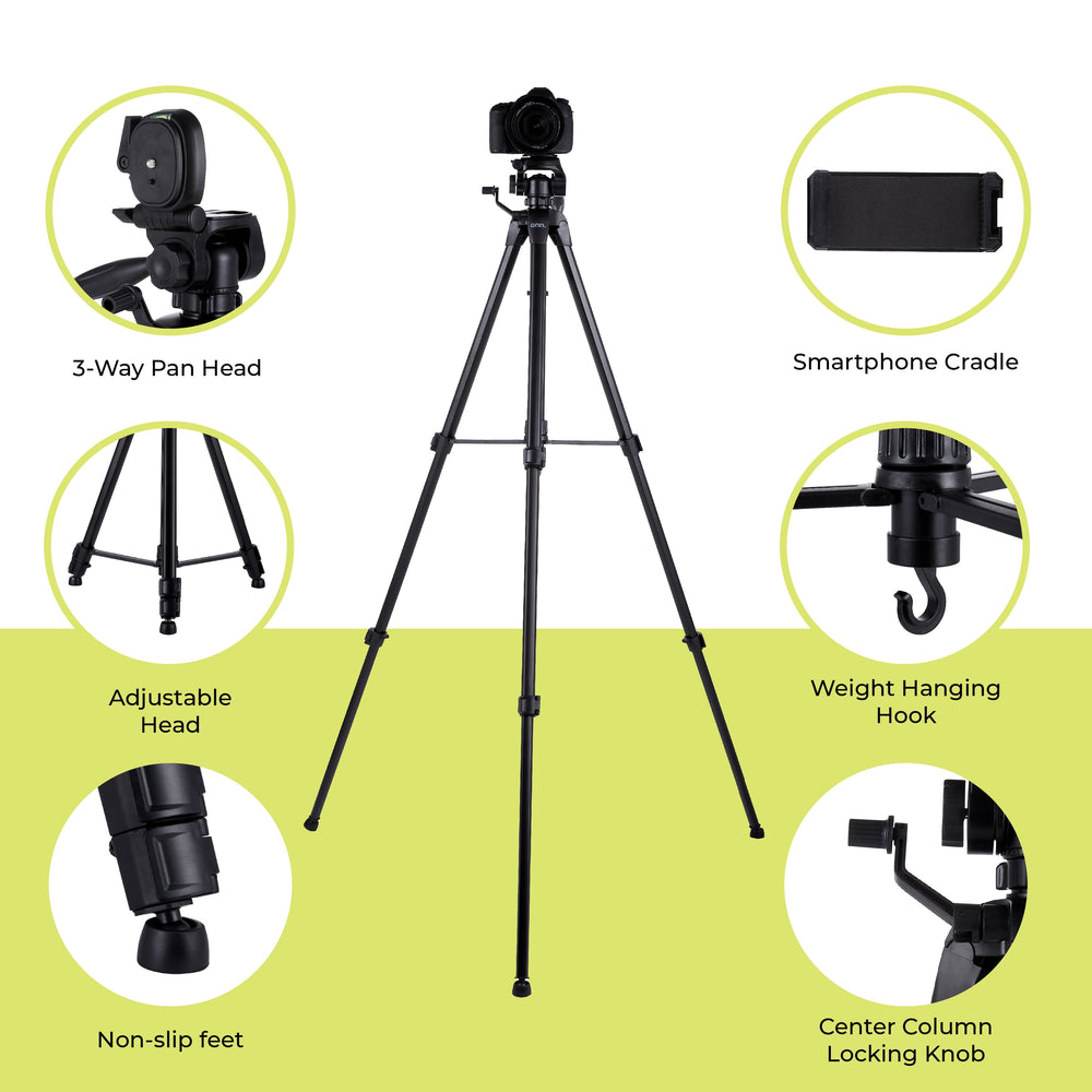67-Inch Tripod with Smartphone Cradle for DSLR Cameras, Smartphones and Gopro Action Cameras
