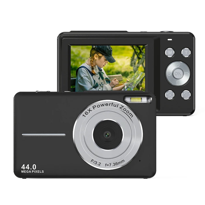 HD 1080P 2.4 Inch Digital Camera Rechargeable Cameras with 16X Zoom Compact Camera 44MP Cameras for Kids Beginner Camera