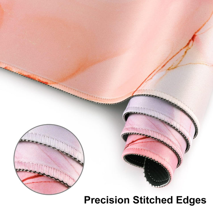 Large Gaming Mouse Pad, Non-Slip Rubber Base Water-Resistant Mousepad Desk Mat for Computer Keyboard, 35.4" X 15.75" Extended Desk Pad with Stitched Edges for Office Gaming, Pink Fog Painting