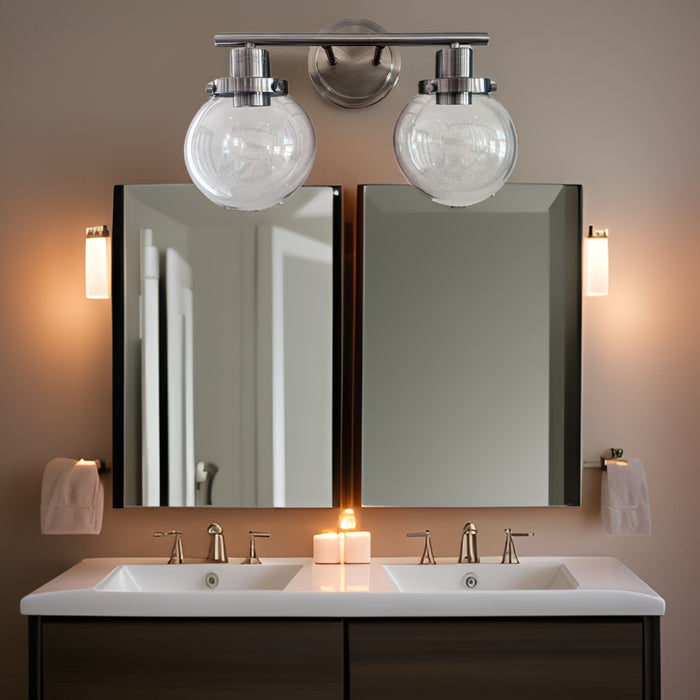 Bathroom Vanity Light Fixtures, 2-Light Black Wall Sconce Lighting Wall Lamp With Clear Glass Shade,