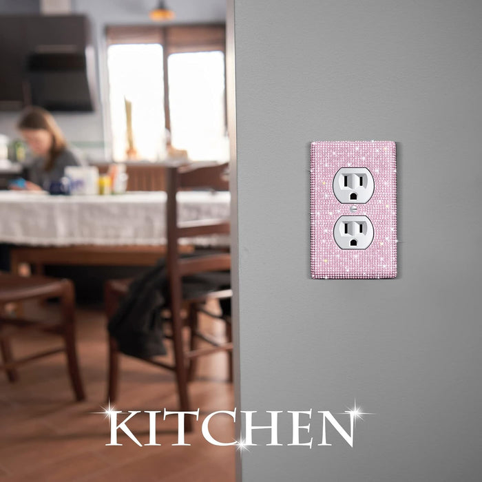 Shiny Rhinestones Wall Plate Light Switch Cover Plate Decorative Wall Bling Outlet Cover for Bedroom Accessories Home Decor(Single Gang Toggle,Pink)