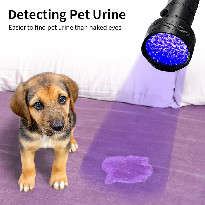 51/100 LED UV Flashlight Pet Urine Stain Detector Portable Torch Lamp Money Verification Purple Light Multifunctional Tool