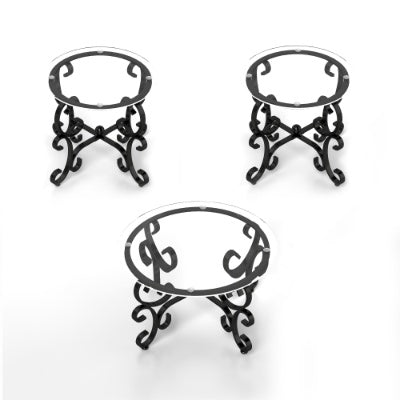 3 Piece Tempered Glass Surface Coffee Table Set, Decor Coffee Table Round End Side Table With Sturdy Construction For Living Room Rustic Black