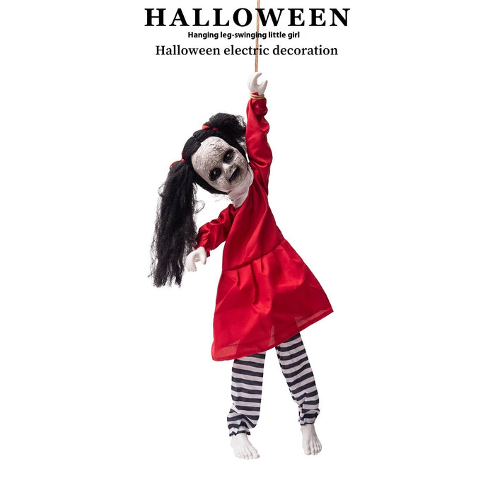 Halloween Swing Arm Red Clothes Kick Girl Hanging Ghost Decorative Pendant