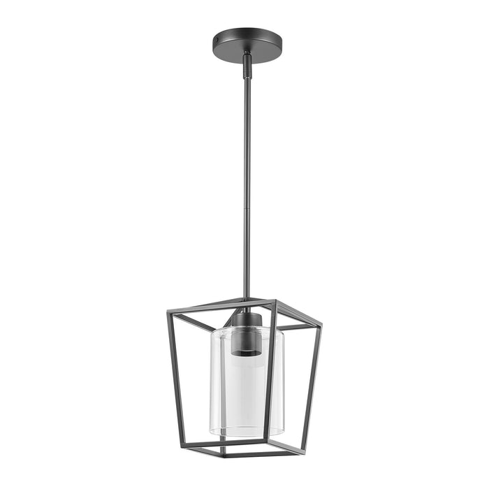 Black Pendant Light Iron Cage Metal Pendant Lighting With Glass Shade