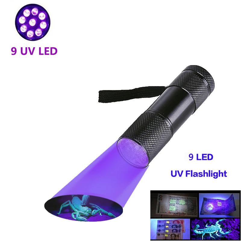 100 LED UV Flashlight Black Light 395 NM Ultraviolet Torch Blacklight Detector for Dog Urine, Pet Stains and Bed Bug
