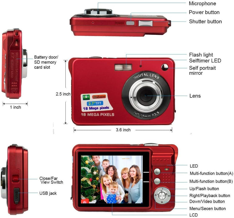 HD Mini Digital Cameras,Point and Shoot Digital Cameras for Kids Students Beginners-Birthday Xmas Gifts