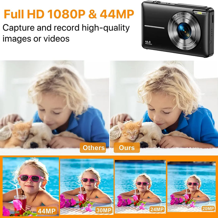 HD 2.4 Inches 1080P Digital Camera Rechargeable Cameras with 16X Zoom Compact Camera 44MP Cameras for Kids Girls Camera Digit