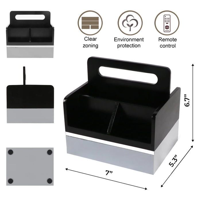 Remote Control Caddy Holder with 4 Compartments Table Top Organizer for Home Office, Gray